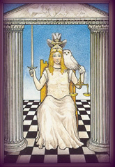 Mythic tarot card of "Justice"